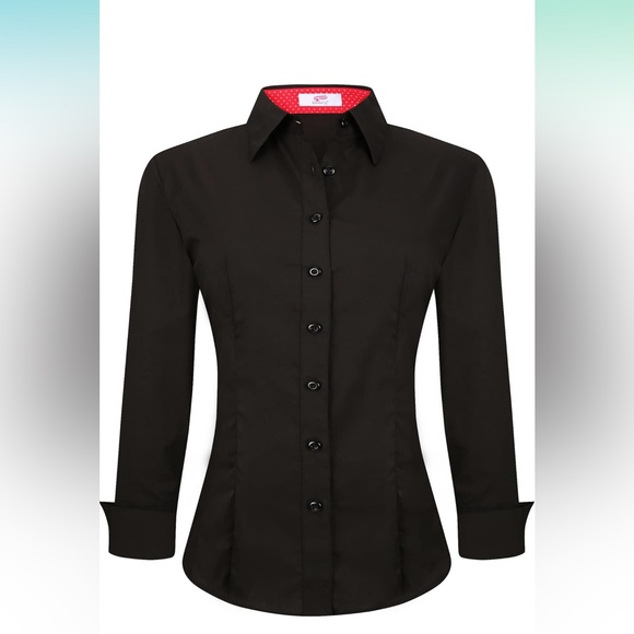 NWT Esabel.C Womens Button Down Long Sleeve Regular Fit Stretch Work Blouse - Picture 5 of 9